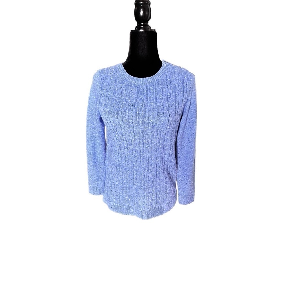 🔴 5 for $40 SALE! 
Talbots Petites Blue Cable Knit  Lightweight Sweater, sz Mp